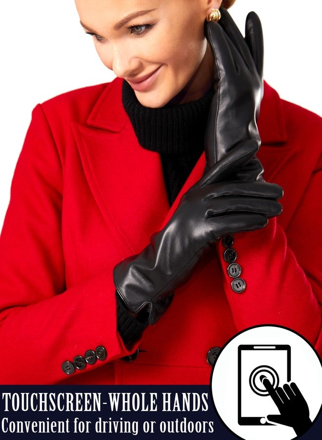 VIKIDEER Super Warm Fur Lined Leather Gloves for Women Winter Gloves Touchscreen Texting Driving Black Large - Image 3